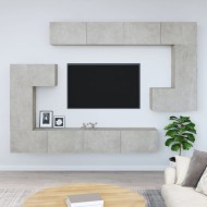 Betonszürke falra szerelhető szerelt fa tv-szekrény