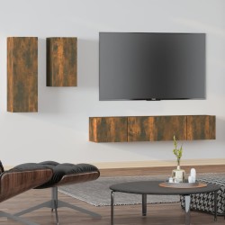 4 részes füstös tölgy színű szerelt fa tv-szekrényszett