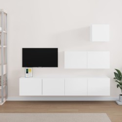 4 részes fehér szerelt fa tv-szekrényszett