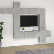 9 részes betonszürke szerelt fa tv-szekrényszett