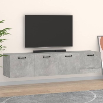 2 db betonszürke szerelt fa faliszekrény 60x36,5x35 cm