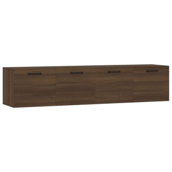 2 db barna tölgy színű szerelt fa faliszekrény 60x36,5x35 cm