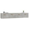 2 db betonszürke szerelt fa faliszekrény 100 x 36,5 x 35 cm