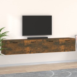 2 db füstös tölgyszínű szerelt fa faliszekrény 100x36,5x35 cm