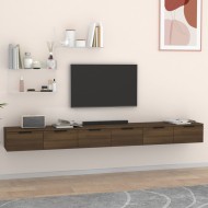 2 db barna tölgy színű szerelt fa faliszekrény 102 x 30 x 20 cm