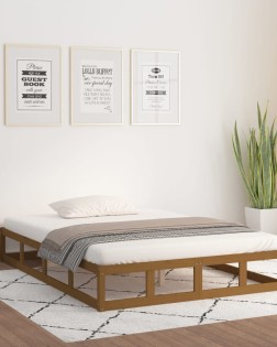 Mézbarna tömör fa ágykeret 120x200 cm