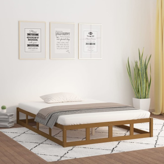 Mézbarna tömör fa ágykeret 120x200 cm Mézbarna tömör fa ágykeret 120x200 cm