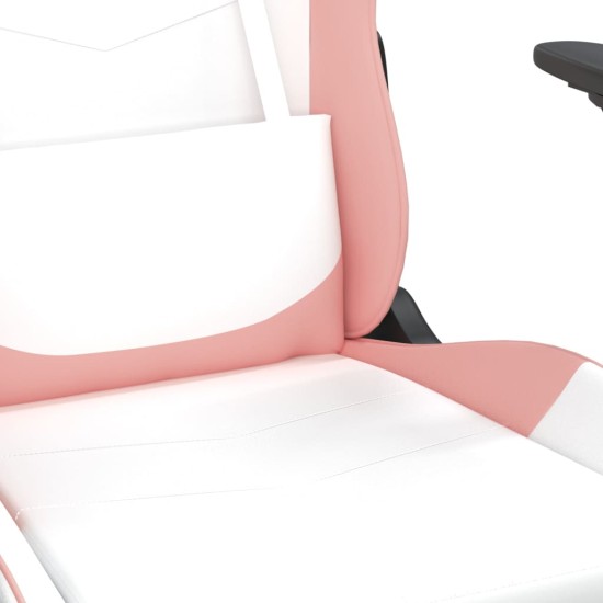 Fehér és rózsaszín műbőr forgó játékszék lábtartóval