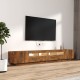 3 részes füstös tölgyszínű fa tv-szekrény szett led-lámpákkal 3 részes füstös tölgyszínű fa tv-szekrény szett led-lámpákkal