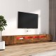 3 részes füstös tölgyszínű fa tv-szekrény szett led-lámpákkal 3 részes füstös tölgyszínű fa tv-szekrény szett led-lámpákkal
