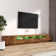 3 részes füstös tölgyszínű fa tv-szekrény szett led-lámpákkal 3 részes füstös tölgyszínű fa tv-szekrény szett led-lámpákkal