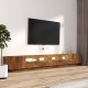 3 részes füstös tölgyszínű fa tv-szekrény szett led-lámpákkal 3 részes füstös tölgyszínű fa tv-szekrény szett led-lámpákkal