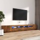 3 részes füstös tölgyszínű fa tv-szekrény szett led-lámpákkal 3 részes füstös tölgyszínű fa tv-szekrény szett led-lámpákkal
