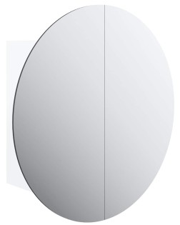 Fehér fürdőszobai szekrény kerek tükörrel/led-del 40x40x17,5 cm