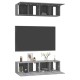 4 db szürke sonoma színű szerelt fa fali tv-szekrény 60x30x30cm 4 db szürke sonoma színű szerelt fa fali tv-szekrény 60x30x30cm