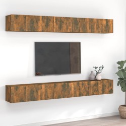 8 db füstös tölgyszínű szerelt fa tv-szekrény 60 x 30 x 30 cm