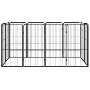 12-paneles fekete porszórt acél kutyakennel 50 x 100 cm