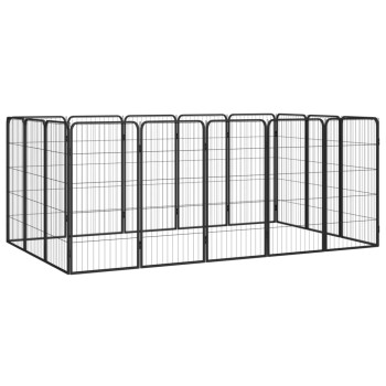 16-paneles fekete porszórt acél kutyakennel 50 x 100 cm