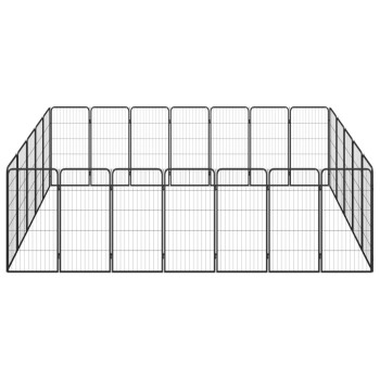 24 paneles fekete porszórt acél kutyakennel 50 x 100 cm