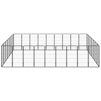 32-paneles fekete porszórt acél kutyakennel 50 x 100 cm