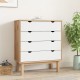 Barna-fehér tömör fenyőfa fiókos szekrény 76,5x39,5x90 cm Barna-fehér tömör fenyőfa fiókos szekrény 76,5x39,5x90 cm