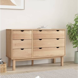 Tömör fenyőfa fiókos szekrény 113,5 x 39,5 x 73 cm