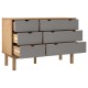 Barna-szürke tömör fenyőfa fiókos szekrény 113,5x39,5x73 cm Barna-szürke tömör fenyőfa fiókos szekrény 113,5x39,5x73 cm