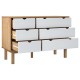 Barna-fehér tömör fenyőfa fiókos szekrény 113,5x39,5x73 cm Barna-fehér tömör fenyőfa fiókos szekrény 113,5x39,5x73 cm