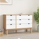 Barna-fehér tömör fenyőfa fiókos szekrény 113,5x39,5x73 cm Barna-fehér tömör fenyőfa fiókos szekrény 113,5x39,5x73 cm