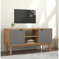 Barna-szürke tömör fenyőfa tv-szekrény 113,5 x 43 x 57 cm