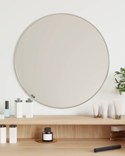 Ezüstszínű falitükör ø 50 cm kerek