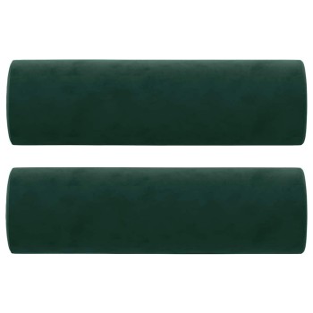 2 db sötétzöld bársony díszpárna ø15x50 cm
