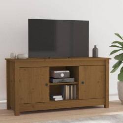 Mézbarna tömör fenyőfa tv-szekrény 103 x 36,5 x 52 cm