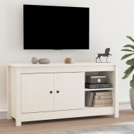 Fehér tömör fenyőfa tv-szekrény 103 x 36,5 x 52 cm