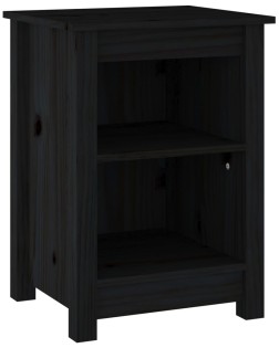 2 db fekete tömör fenyőfa éjjeliszekrény 40 x 35 x 55 cm