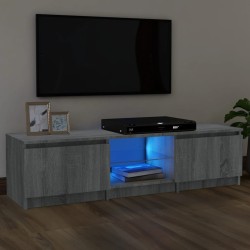 Szürke sonoma színű tv-szekrény led-ekkel 140 x 40 x 35,5 cm