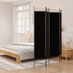 4 paneles fekete szövet térelválasztó 160x200 cm