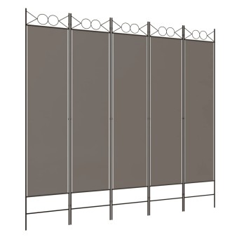 5 paneles antracitszürke szövet térelválasztó 200x200 cm