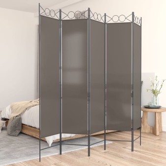 5 paneles antracitszürke szövet térelválasztó 200x200 cm