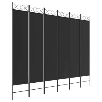 6-paneles fekete szövet térelválasztó 240 x 200 cm