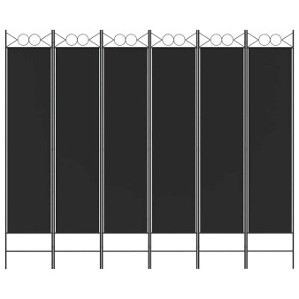 6-paneles fekete szövet térelválasztó 240 x 200 cm