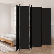 6 paneles fekete szövet térelválasztó 300x220 cm