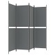 4 paneles antracitszürke szövet térelválasztó 200 x 180 cm