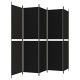 5 paneles fekete szövet térelválasztó 250x200 cm