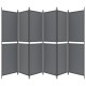 6 paneles antracitszürke szövet térelválasztó 300x200 cm