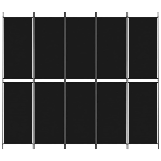 5 paneles fekete szövet térelválasztó 250x220 cm