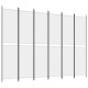 6 paneles fehér szövet térelválasztó 250 x 220 cm