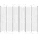 6 paneles fehér szövet térelválasztó 250 x 220 cm
