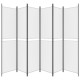 6 paneles fehér szövet térelválasztó 250 x 220 cm