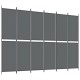 6 paneles antracitszürke szövet térelválasztó 300 x 220 cm